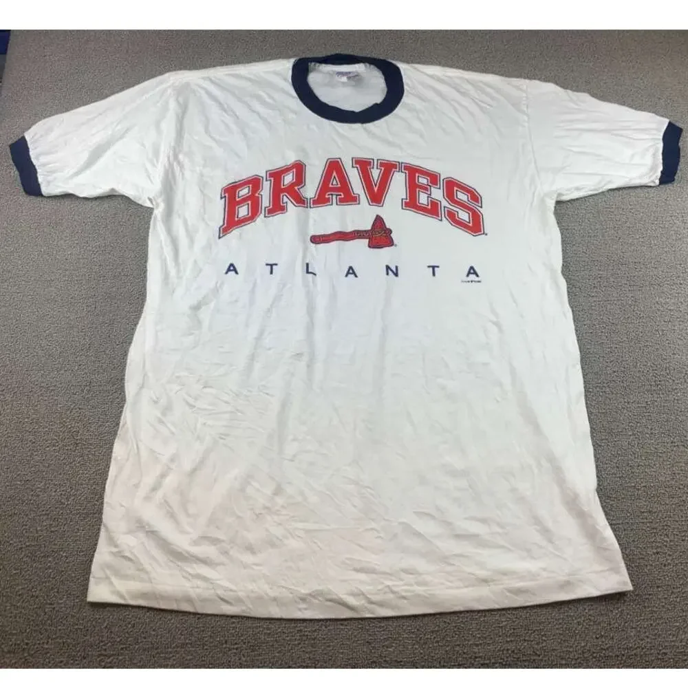 Vintage All Out Fan Apparel XL Atlanta Braves Baseball‎ T Shirt USA Made 1997